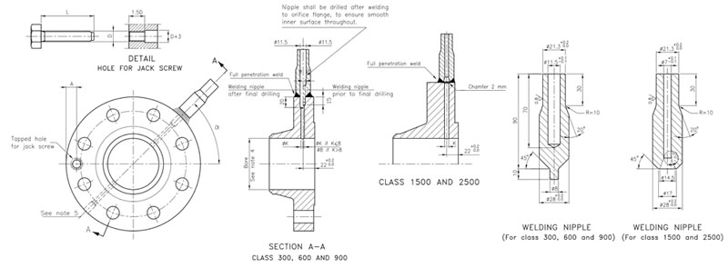 Orifice Flange Technical Drawing